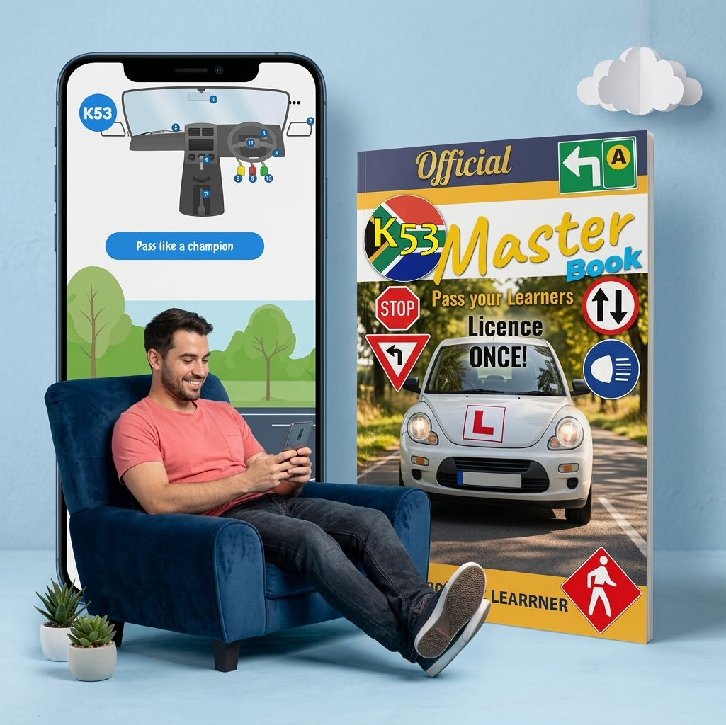K53 learner's licence study book and mobile practice test app